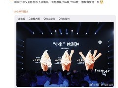 小米发布小米冰激凌：标准/Pro/Max三版上线，食堂免费试吃引热议