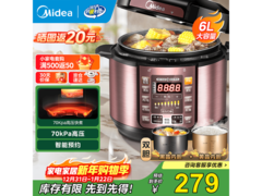美的6L电压力锅到手249元