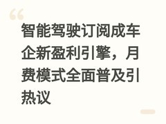 智能驾驶订阅成车企新盈利引擎，月费模式全面普及引热议