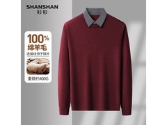 杉杉400g纯羊毛翻领毛衣低至134元