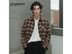 gxgjeans美式复古格纹衬衫