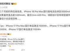 iPhone 18 Pro系列电池容量曝光：国行版大幅提升，续航迎来重大升级