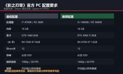 《影之刃零》10 月 29 日发售：官方配置表把「开启超分辨率」写成了前提