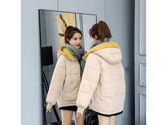 YOUNVFR棉服女短款冬季加厚保暖米白