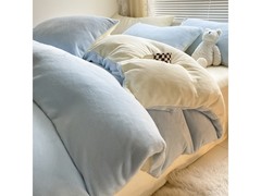 布之美绿豆沙牛奶绒四件套仅99元