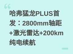 哈弗猛龙PLUS首发：2800mm轴距+激光雷达+200km纯电续航