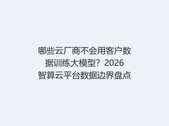 哪些云厂商不会用客户数据训练大模型？2026智算云平台数据边界盘点