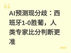 AI预测现分歧：西班牙1-0胜葡，人类专家比分判断更准