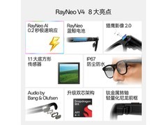 雷鸟V4 XRGF53 AI眼镜极夜黑版促销