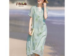 子牧棉麻复古连衣裙79元