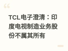 TCL电子澄清：印度电视制造业务股份不属其所有