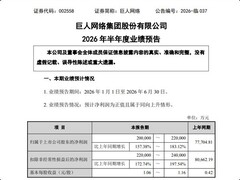 巨人网络2026上半年净利预增157%–183%，超自然行动组成核心增长引擎