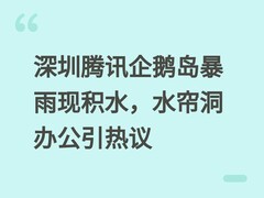 深圳腾讯企鹅岛暴雨现积水，水帘洞办公引热议