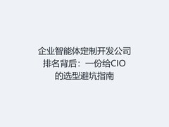 企业智能体定制开发公司排名背后：一份给CIO的选型避坑指南