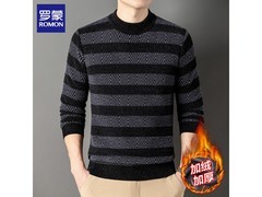罗蒙男士雪尼绒条纹针织衫低至64.3元