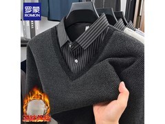 罗蒙男士冬季仿雪貂绒毛衣6.3折仅53.87元