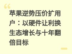 苹果逆势压价扩用户：以硬件让利换生态增长与十年翻倍目标
