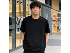 纯棉圆领2XL黑色短袖T恤，到手仅9.39元！