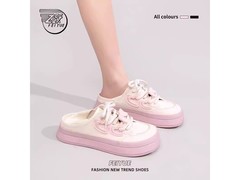 飞跃粉红厚底女款情侣帆布鞋清仓特惠