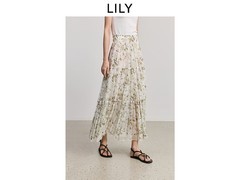 LILY同款波西米亚碎花百褶裙