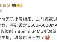 vivo小屏旗舰曝光：2nm天玑芯+6500mAh电池+85mm潜望长焦