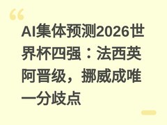 AI集体预测2026世界杯四强：法西英阿晋级，挪威成唯一分歧点