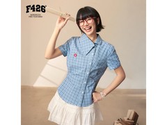 F426女士斜领格子衬衫促销低至124元