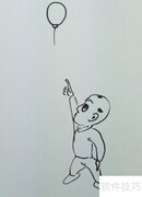 简笔画教程：氢气球飞天