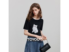 初语猫咪提花短袖5折