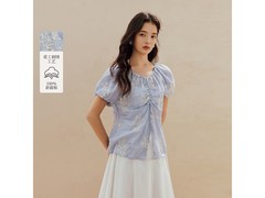 茵曼法式刺绣花苞袖衬衫五折