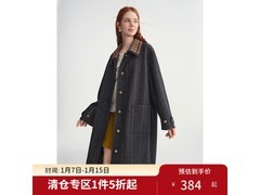 独束大码复古格纹羊毛呢外套