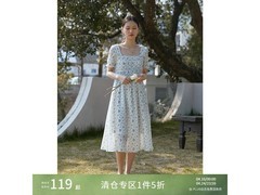 巧法式方领连衣裙55.5元