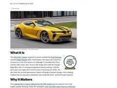 全新雪佛兰科迈罗2028全球首发：V8双增压+溜背设计