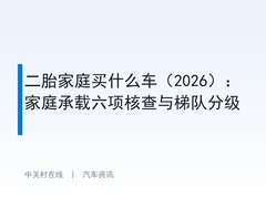 二胎家庭买什么车（2026）：家庭承载六项核查与梯队分级