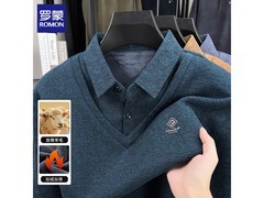 罗蒙男士含羊毛加绒假两件毛衣低至64.3元