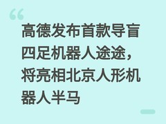 高德发布首款导盲四足机器人途途，将亮相北京人形机器人半马