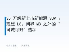 30 万级新上市新能源 SUV ：理想 L8、问界 M8 之外的 "可城可野" 选项