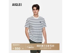 AIGLE男士户外条纹T恤京东5折特惠