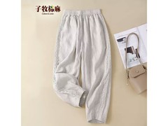 子牧棉麻女士休闲裤，领券59元包邮