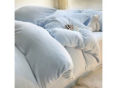 布之美浅蓝牛奶绒四件套1.5床低至99元