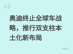 奥迪终止全球车战略，推行双支柱本土化新布局