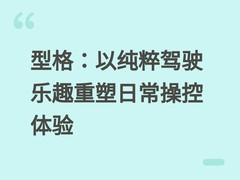 型格：以纯粹驾驶乐趣重塑日常操控体验