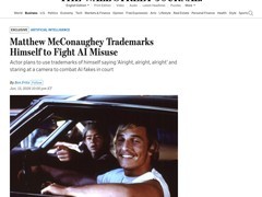 马修·麦康纳注册声音形象商标应对AI滥用挑战
