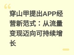 穿山甲提出APP经营新范式：从流量变现迈向可持续增长
