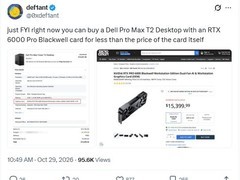 英伟达RTX PRO 6000显卡零售溢价严重，用户借戴尔整机套卡省近3万元