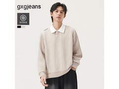 gxgjeans米色撞色翻领卫衣低至139元
