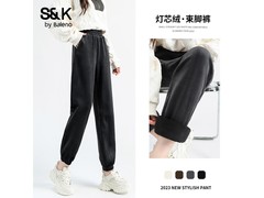 班尼路S&amp;K深灰灯芯绒女裤低至39.91元