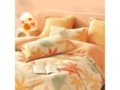 水星家纺秋水茗枫牛奶绒四件套5折抢