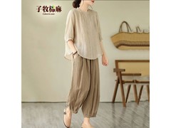 子牧棉麻女士套装2件，到手仅88.93元