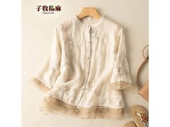 子牧棉麻刺绣衬衫58.93元